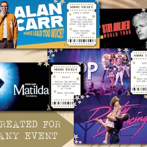 Personalised Gift Ticket Custom Printed Experience Voucher for Concerts, Shows, Getaways, experiences Christmas & Special Occasions FREE tag