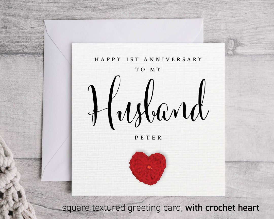 1st Anniversary Husband Card, Personalised Anniversary Card, Card for ...