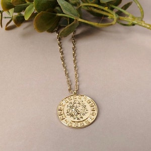 Gold lion’s head pendant, large, regal, gold filled, cats, layering