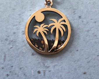 Palm tree charm necklace, sterling, small, for women or girls