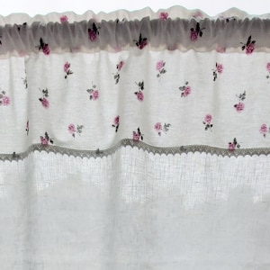 Romantische französische Rosen geblümte Spitze shabby chick Volant reine Leinengardine kleine kurze Cafe Vorhang Türvolant maßgefertigte Vorhänge