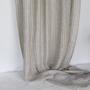 Plain striped semi sheer gauze linen curtain panel vertical stripes lightweight linen window drapes transparent drapery custom size curtain