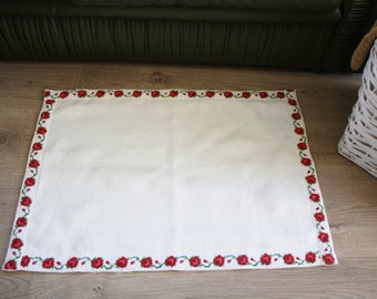 Tapis de bain en lin shabby chic roses, tapis de sol épais style ferme française, tapis de salle de bain, tapis en lin naturel