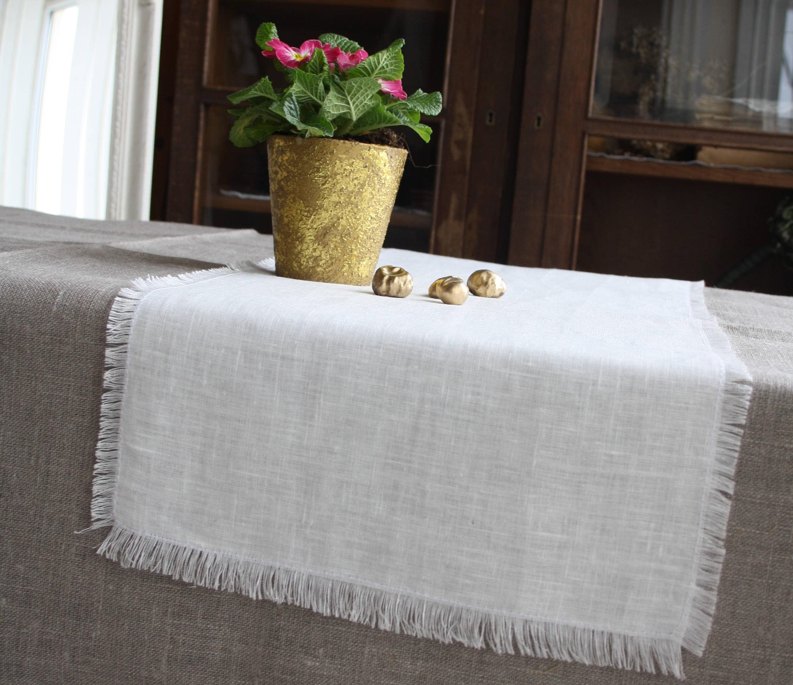 Off White Linen Table Runner Wedding Table Runner Table Runner Etsy