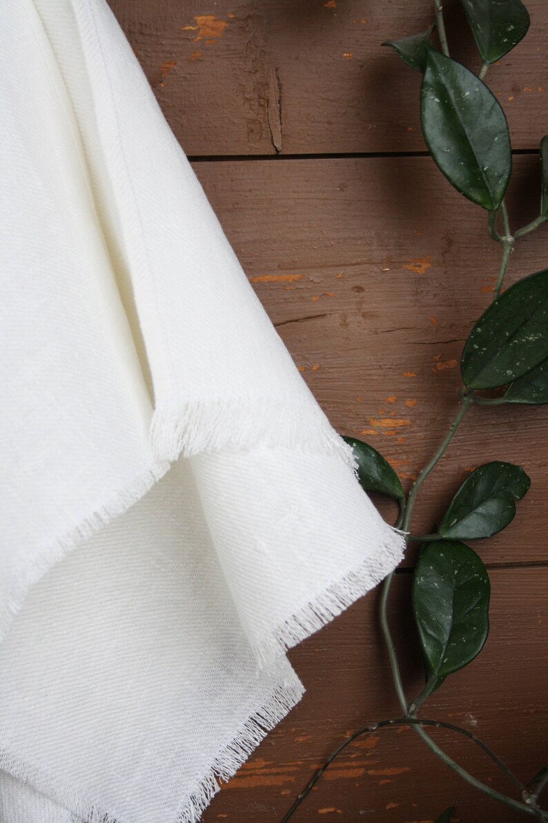 White Hand towel Linen guest towel Shabby chic fringe bath Etsy