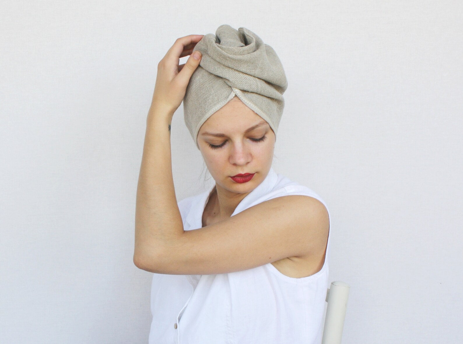 Linen hair towel thick head towel shower bath turban bathroom Etsy