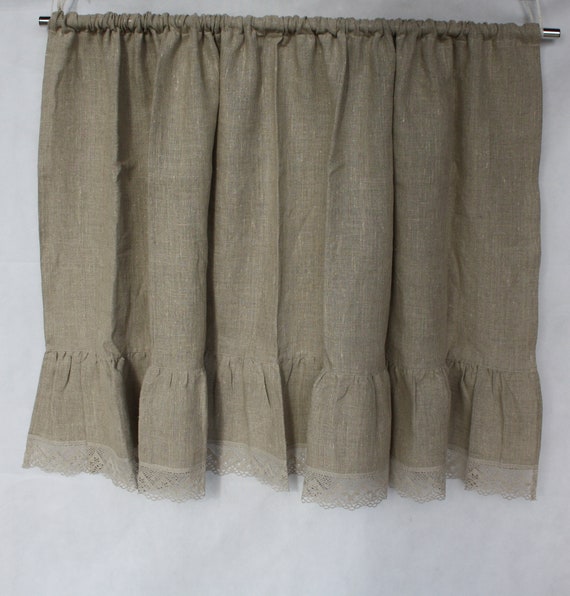 Rustic Farmhouse Curtains Ruffled Burlap Linen Drapes French Etsy