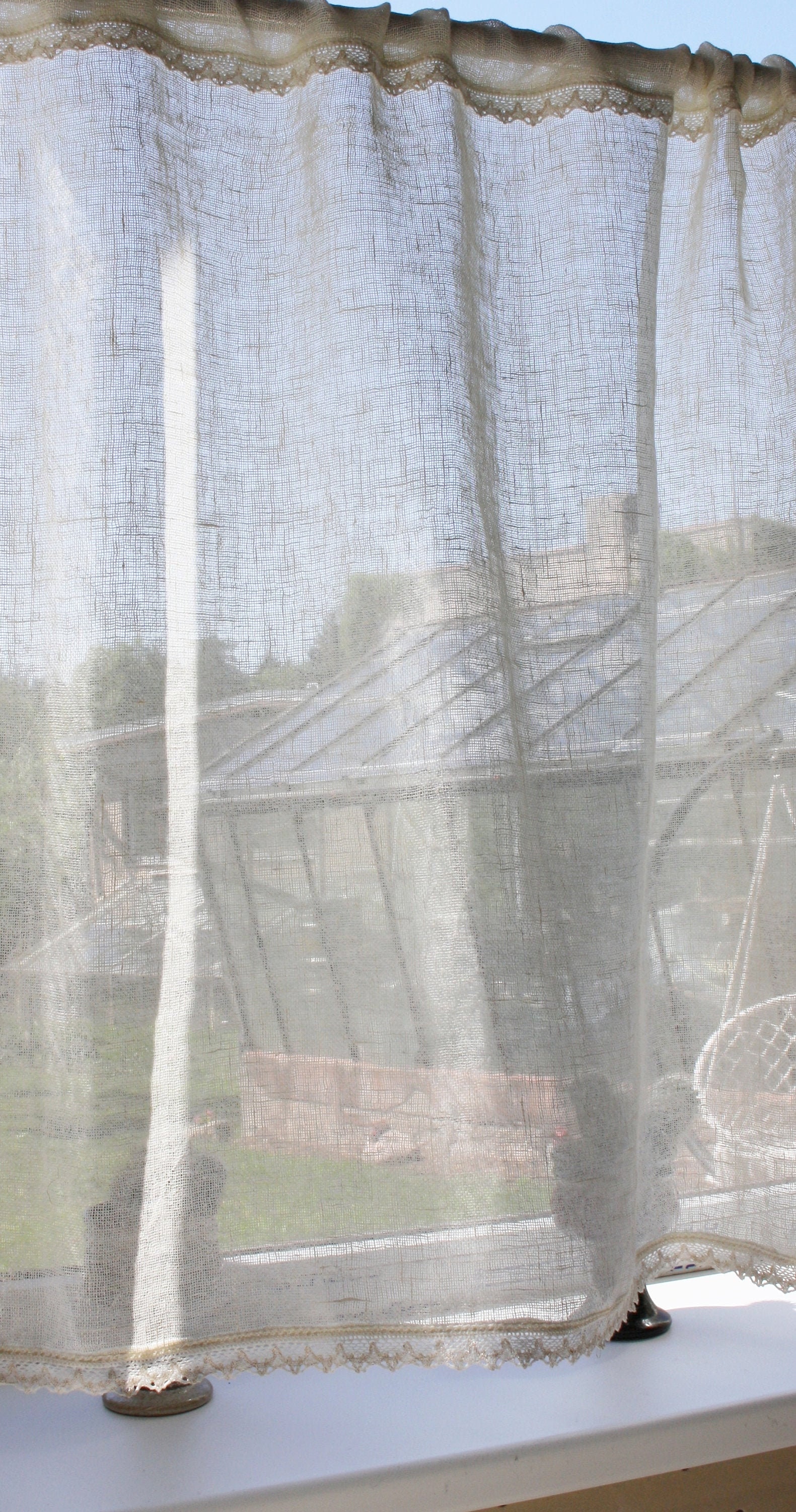 Sheer Curtains Linen Gauze Cafe Curtains Shabby Chic French Etsy