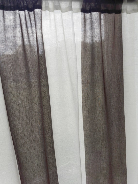 Linen Curtains Striped Window Curtains Privacy Semi Sheer Etsy