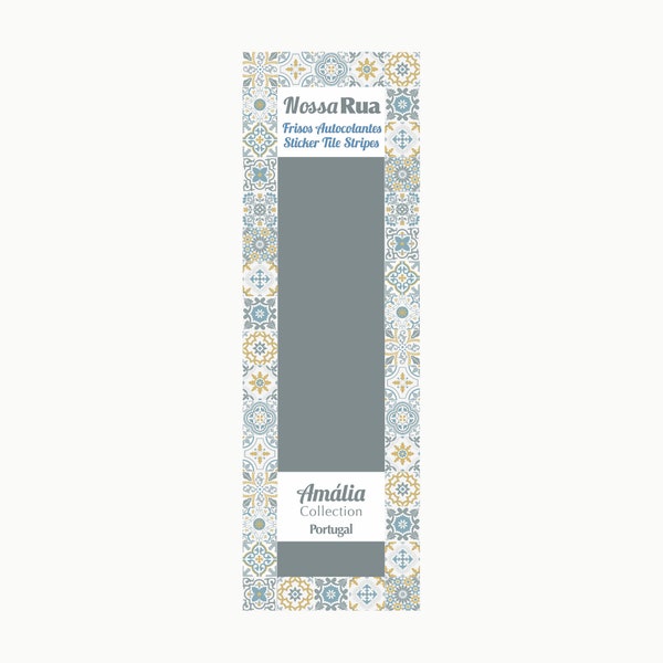 STICKER TILE FRAME - self-adhesive Portuguese stripes. Wall Decoration Amalia set kitchen bathroom (Pack 15) (8"x2"|20x5 cm)