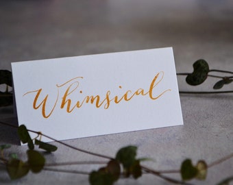 Gold Ink Handwritten Calligraphy Place Card for Wedding