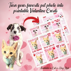 Tarjetas de San Valentín personalizadas para mascotas: Tarjetas de San Valentín imprimibles para perros o gatos