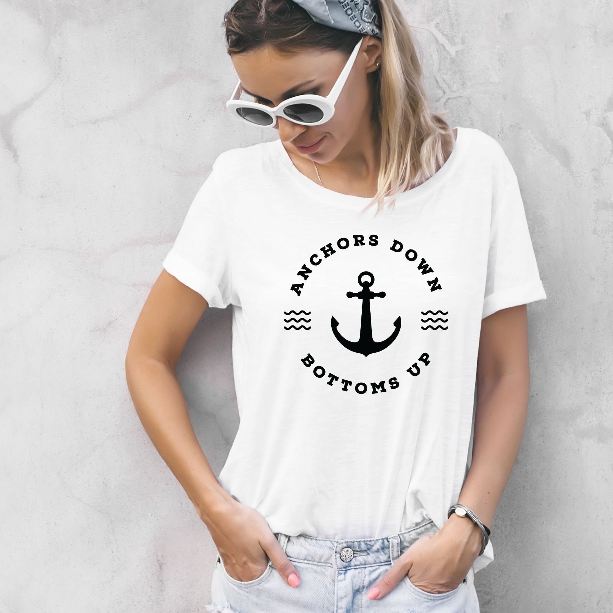 Anchors Down Bottoms up Minimal SVG Cricut Cut File for Beach Etsy