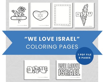 We Love Israel Printable and Coloring Activity Pages | PDF Instant Download | Peace | Flowers | Hebrew