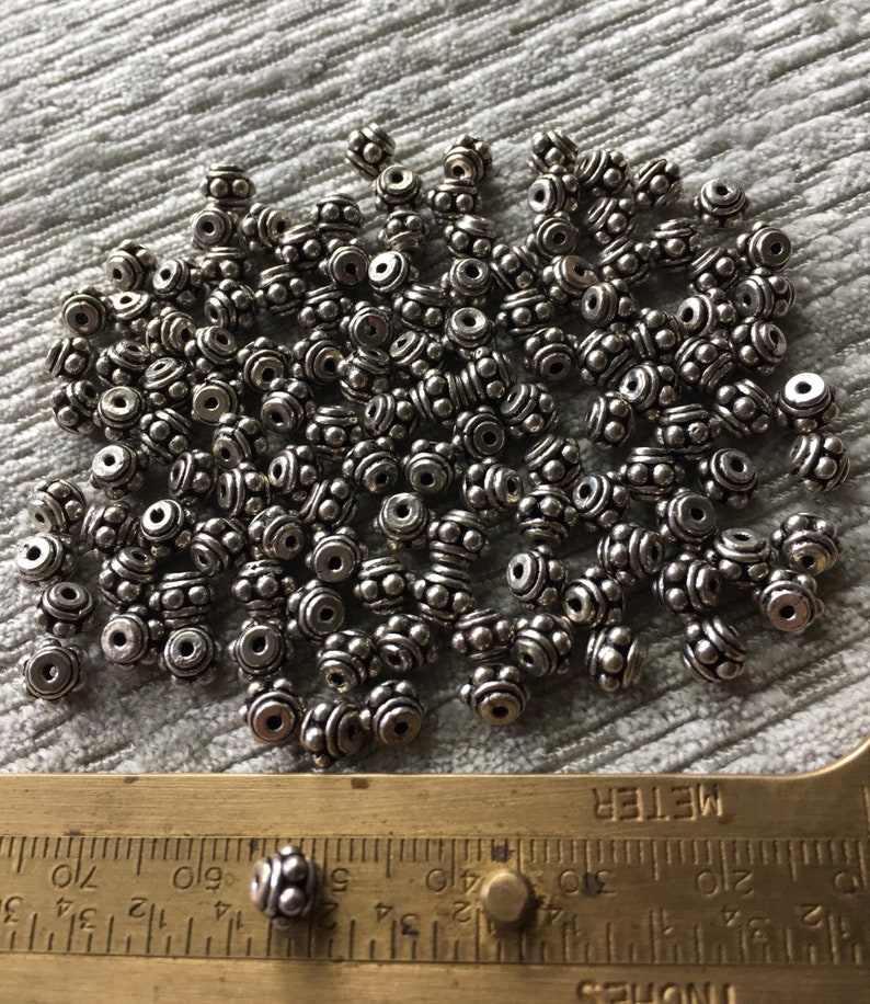 Vintage Bali Sterling Silver Granulated Rondelle Spacer Beads 5-6mm