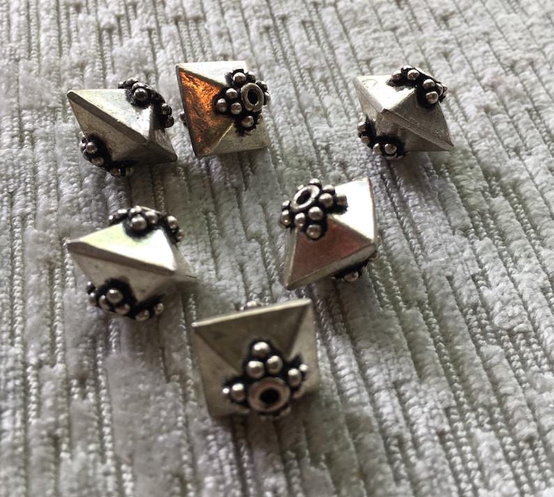 Vintage Bali Sterling Silver Dome Shaped Beads 10mm