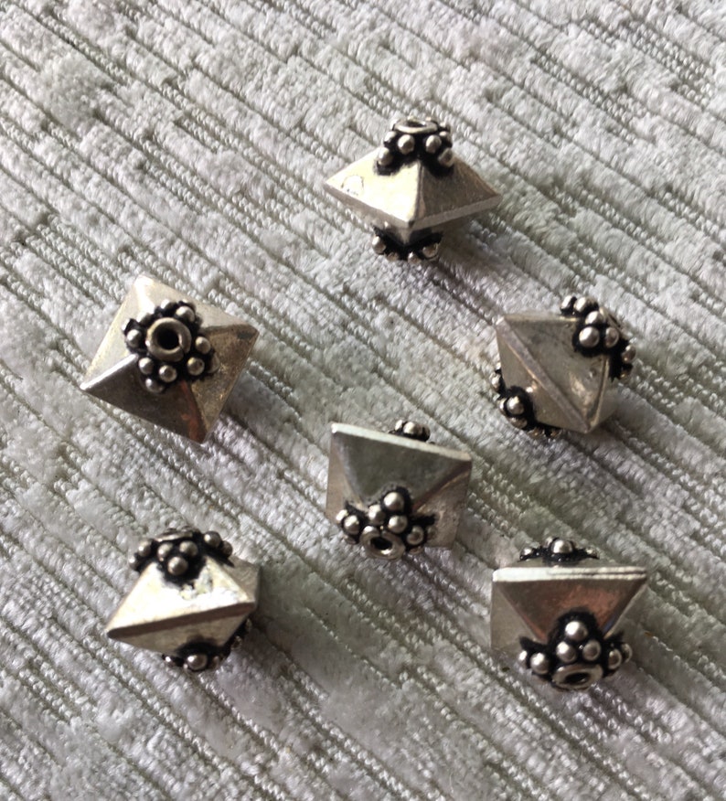 Vintage Bali Sterling Silver Dome Shaped Beads 10mm