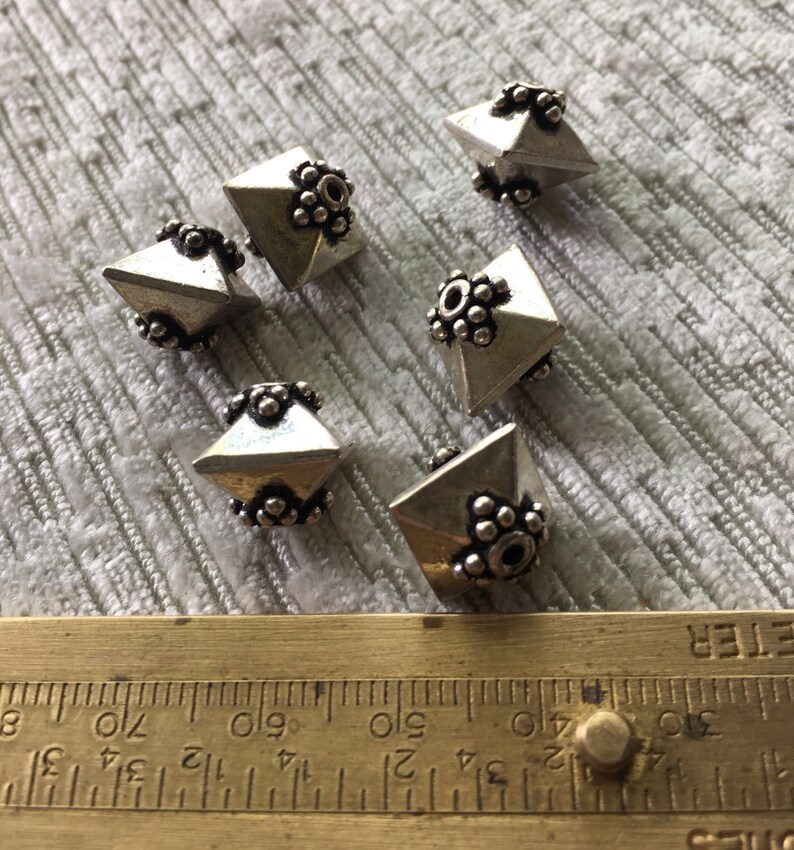 Vintage Bali Sterling Silver Dome Shaped Beads 10mm
