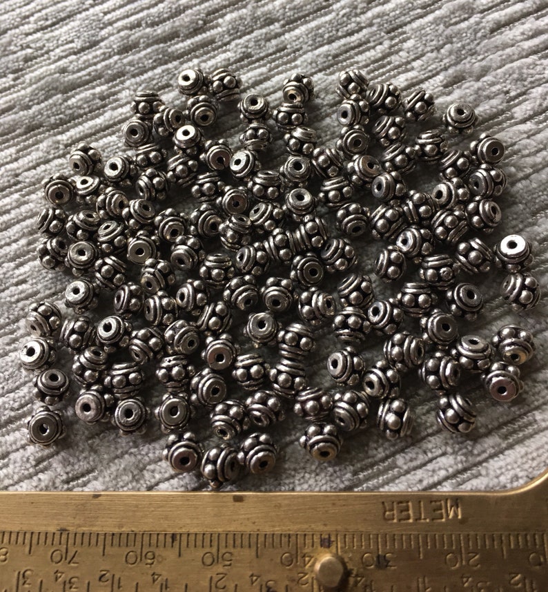 Vintage Bali Sterling Silver Granulated Rondelle Spacer Beads 5-6mm
