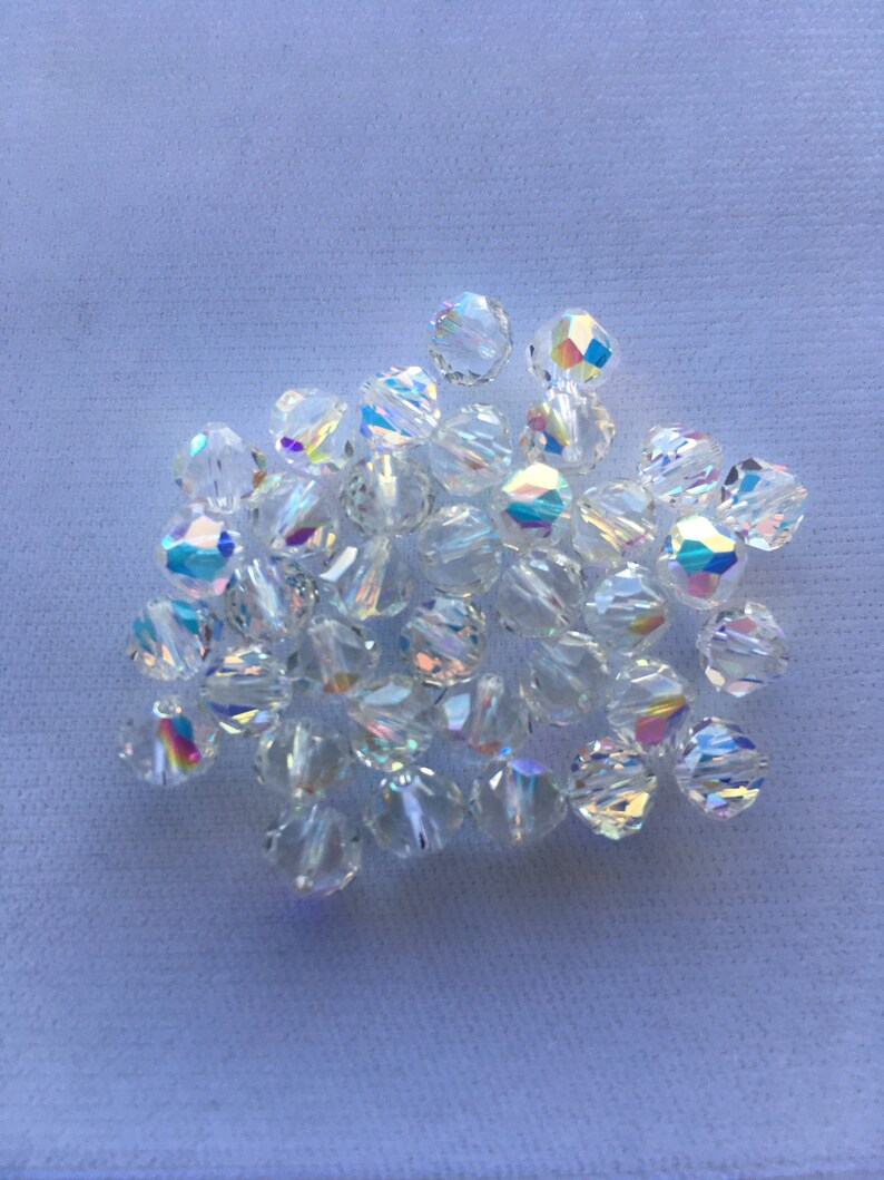 35 Swarovski Crystal AB Clear Faceted Cone Beads 6 mm Etsy