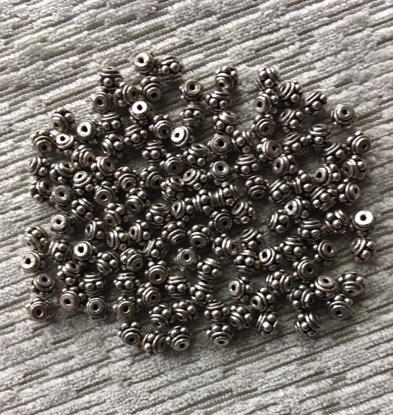 Vintage Bali Sterling Silver Granulated Rondelle Spacer Beads 5-6mm