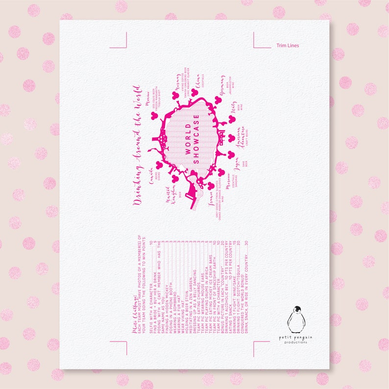 Bachelorette EPCOT Drinking Around the World Digital Etsy