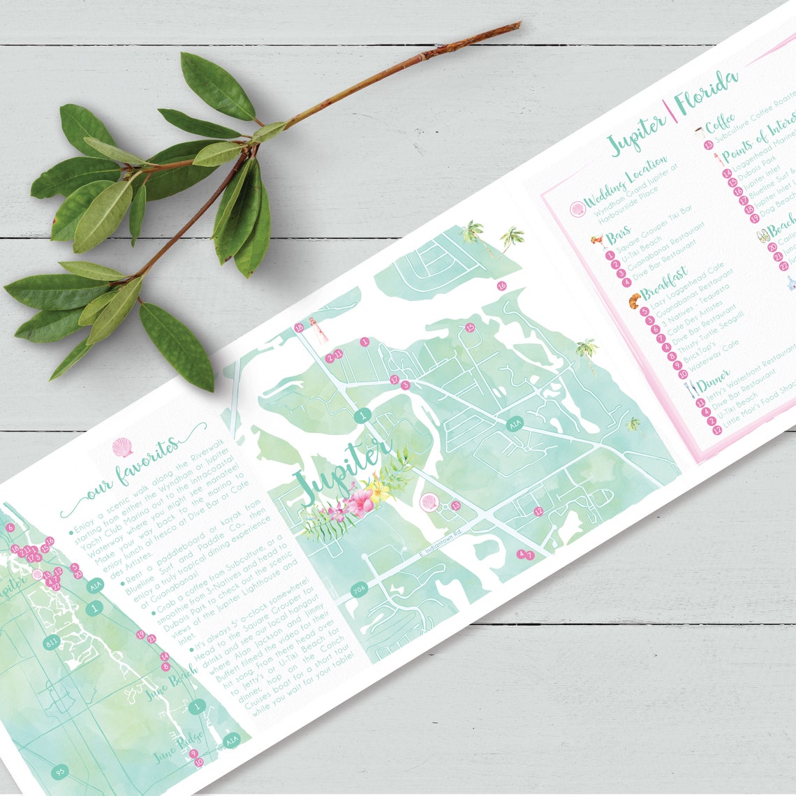 Trifold Custom Wedding Note Map Itinerary Etsy