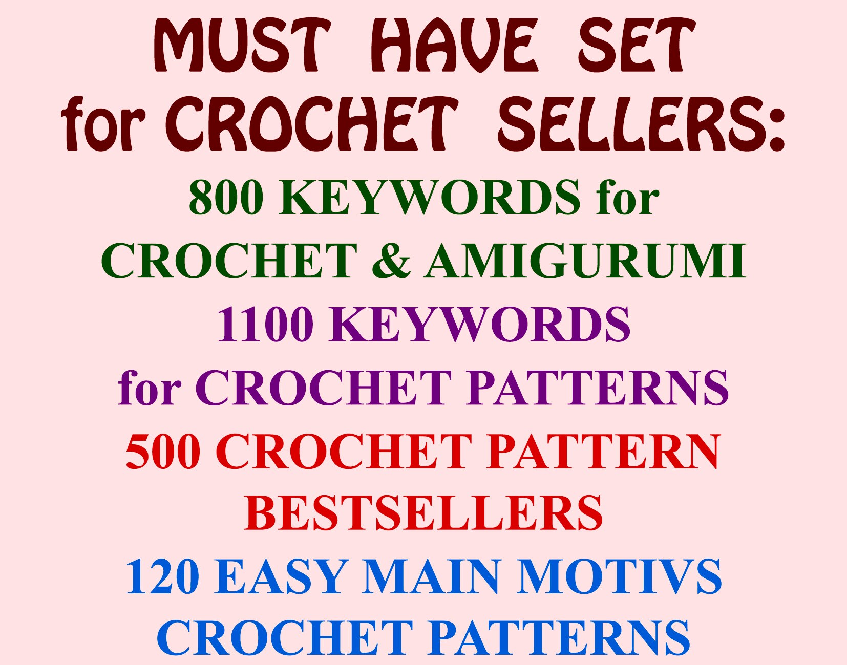 CROCHET Sellers 5 PDF Set Popular Keywords for Crochet Etsy