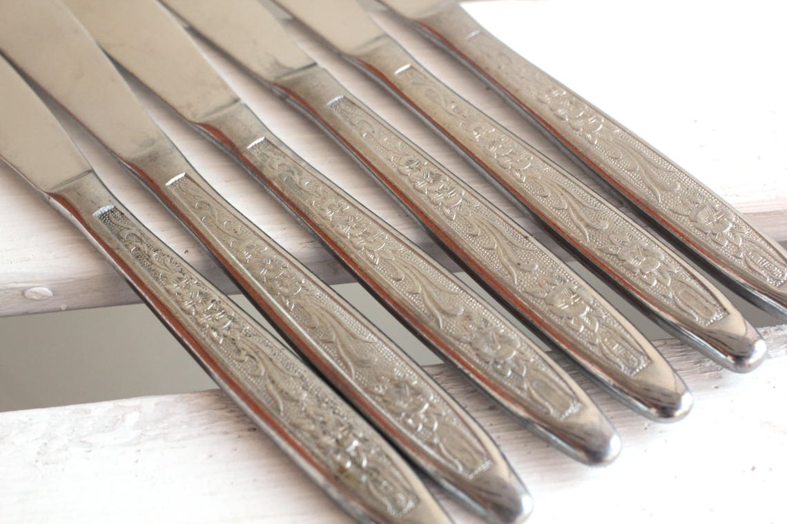 Dinner knives Old cutlery set Stainless steel flatware set Etsy