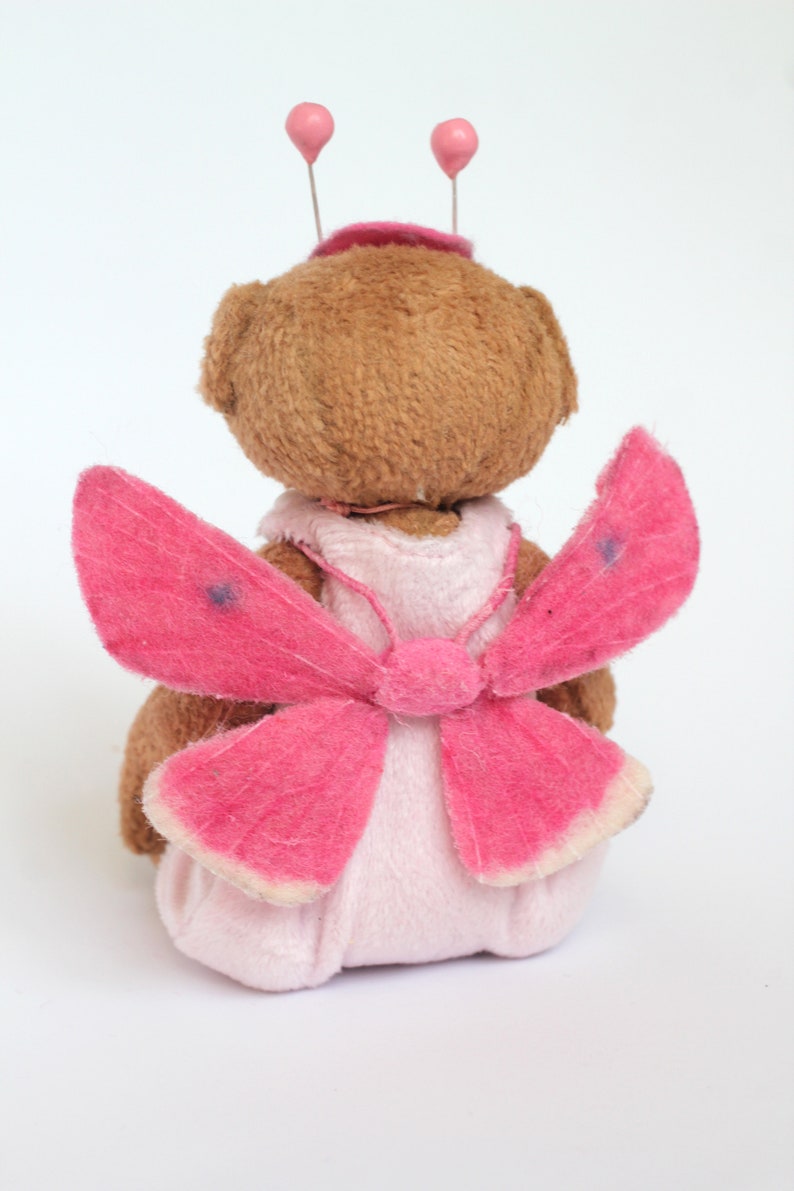Mini teddy Small bear plush doll New Baby doll Babyshower present idea Girls room decor Unique teddy butterfly Movable paws Palm size