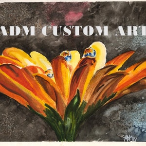Daisy Dew Drop Hand-Numbered Watercolor Print