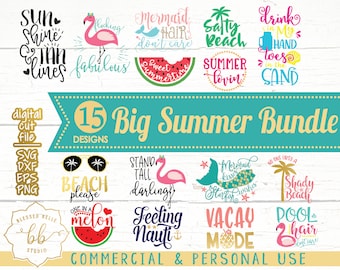 Sommer-Bundle Svg, Urlaub Svg, Sommer Svg, DXF, PNG, Eps, Sommer Svg, Strand Svg, Silhouette Cameo, Cricut, kommerzielle Nutzung