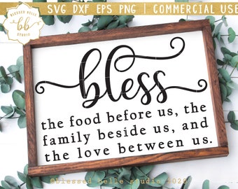 farmhouse svg, bless the food before us svg, family svg, fall farmhouse svg, sign svg, kitchen sign svg eps dxf png file, Silhouette, Cricut