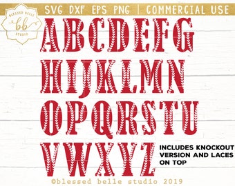 Baseball letters SVG, baseball font, baseball lace letters svg, baseball svg, eps, dxf, png file, Silhouette, Cricut, commercial use