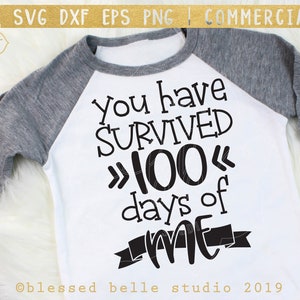 100 days of school svg, you have survived 100 days of me, 100 days svg, funny 100 days svg, eps, dxf, png cut file, Silhouette, Cricut