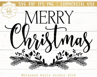 Merry Christmas svg, Christmas farmhouse SVG, Christmas svg, Christmas sign, Christmas floral svg, eps, dxf, png, Silhouette, Cricut