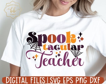 Professor assustador SVG, eps, dxf, png, professor de halloween, outono svg, arquivo de camisa de halloween do professor, Silhueta, Cricut, sublimação