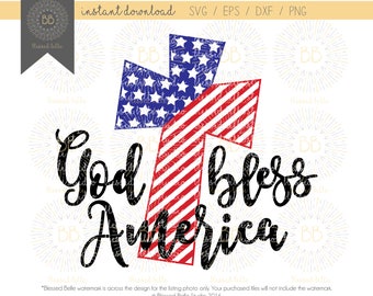 God bless America SVG, 4th of July SVG, America, svg, eps, dxf, png file, Silhouette, Cricut