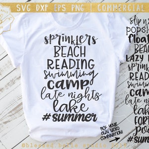 summer svg, summer words svg, pool, beach, sprinklers, lake, camp, popsicles, svg, DXF, PNG, eps, silhouette cameo, cricut, commercial use