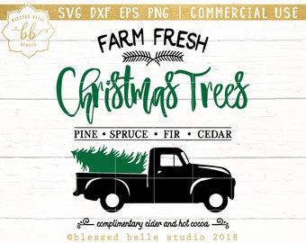 Christmas farmhouse SVG, Christmas svg, Christmas sign, farm fresh Christmas trees svg, eps, dxf, png cut file, Silhouette, Cricut