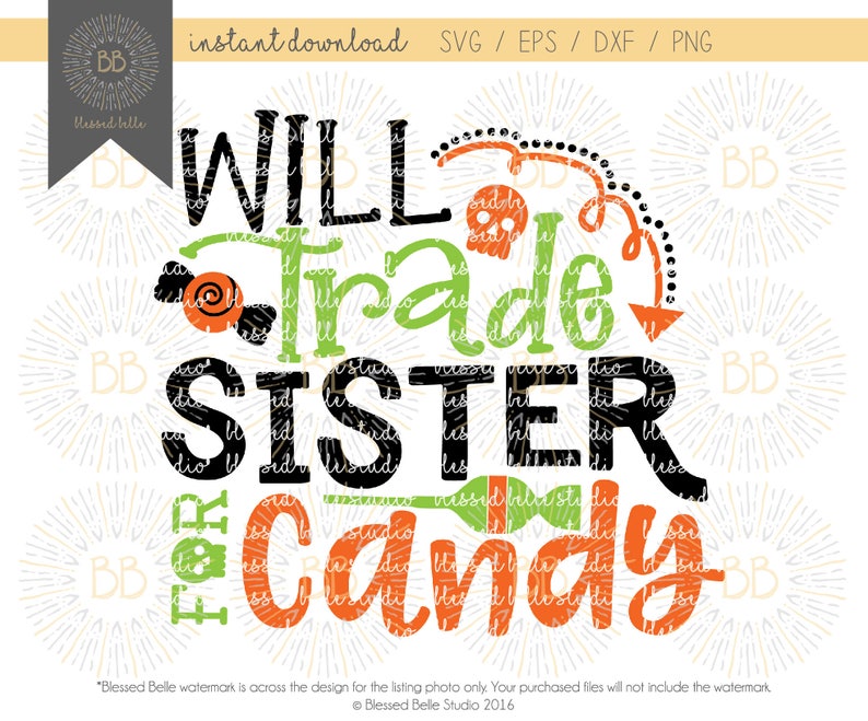 Will trade sister for candy SVG, boy halloween SVG, Halloween svg, eps, dxf, png cutting file, Silhouette, Cricut image 1