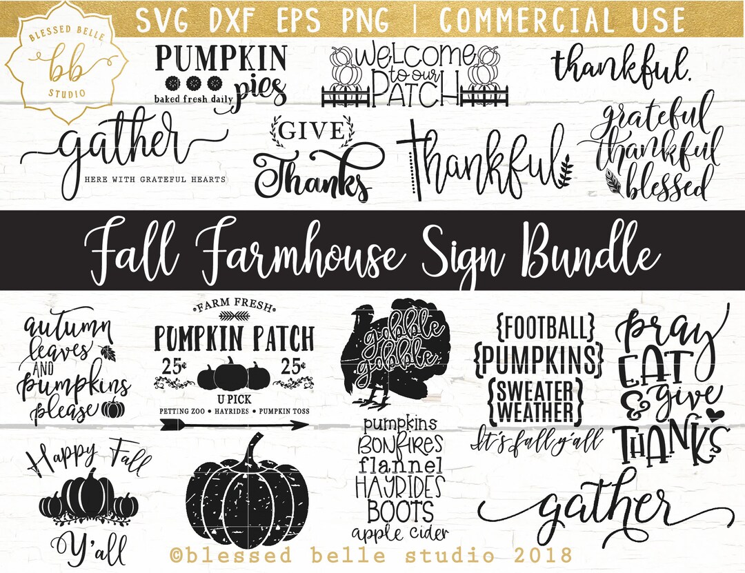 Fall Farmhouse Bundle Svg, Fall Svg, Fall Bundle Svg, DXF, PNG, Eps