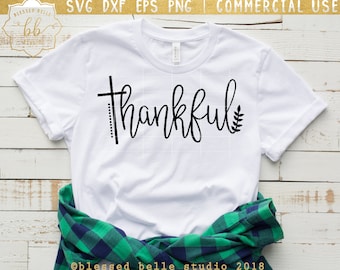 Thankful SVG, Thankful with cross SVG, Thanksgiving SVG, fall svg, eps, dxf, png file, Silhouette, Cricut