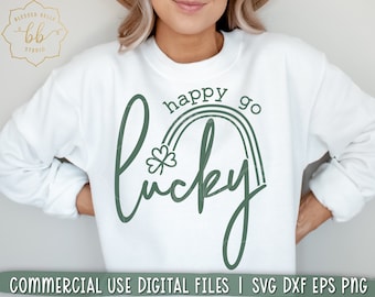 st patricks day svg, happy go lucky svg, lucky rainbow svg, irish svg, shamrock svg, lucky shirt, SVG DXF EPS png Silhouette Cricut