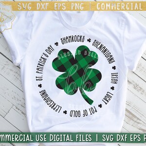 st patricks day svg, plaid shamrock svg, luck svg, farmhouse sign svg, svg, clover, st patricks day shirt, SVG DXF EPS png Silhouette Cricut
