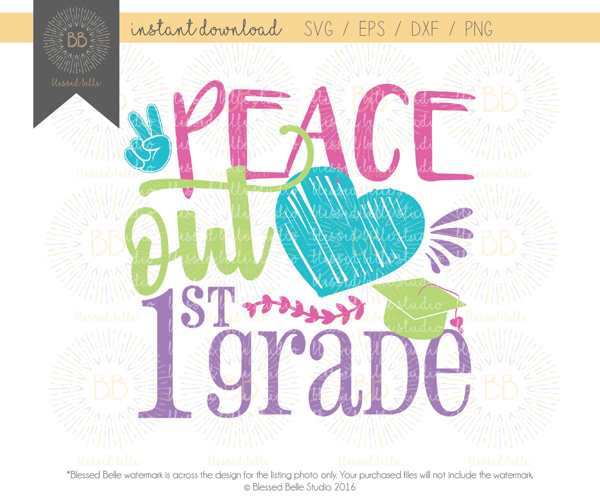 Peace Out 1st Grade SVG, End of 1st Grade, End of School
