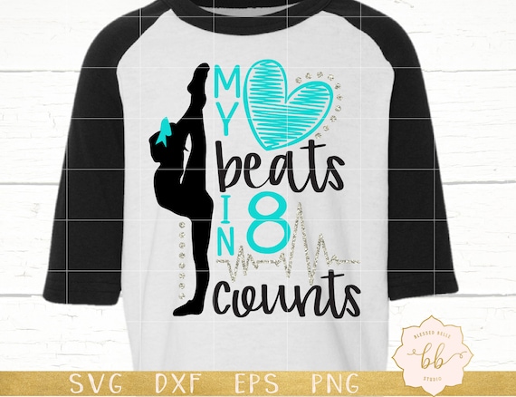 My Heart Beats In 8 Counts Cheer T-Shirt - Cheerleading My Heart Beats In 8 Counts Cheer T-Shirt - Cheerleading