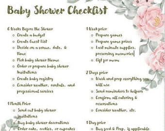 3 PDF Baby Shower Checklist, Baby Shower Guest List, Baby Shower Gift List