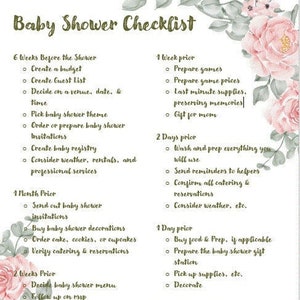 3 PDF Baby Shower Checklist, Baby Shower Guest List, Baby Shower Gift List