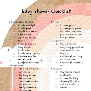 Baby shower list online sales